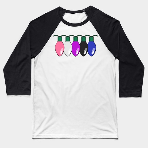 Genderfluid Pride Christmas Lights Baseball T-Shirt by wheedesign